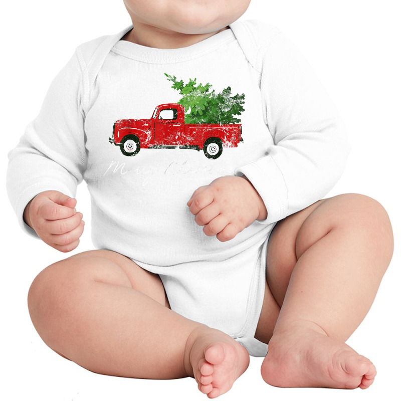 Vintage Wagon Christmas T Shirt   Tree On Car Xmas Vacation Long Sleeve Baby Bodysuit by cm-arts | Artistshot