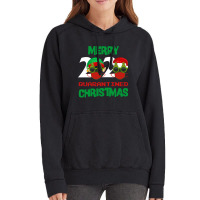 Merry Quarantine Christmas 2020 Masked Elf Santas Vintage Hoodie | Artistshot