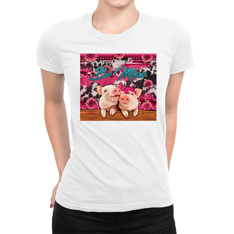 Be Mine Valentine's Day Pigs Ladies Fitted T-Shirt by Jasminsmagicworld | Artistshot