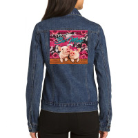 Be Mine Valentine's Day Pigs Ladies Denim Jacket | Artistshot