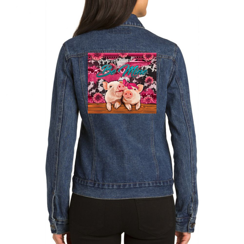 Be Mine Valentine's Day Pigs Ladies Denim Jacket by Jasminsmagicworld | Artistshot