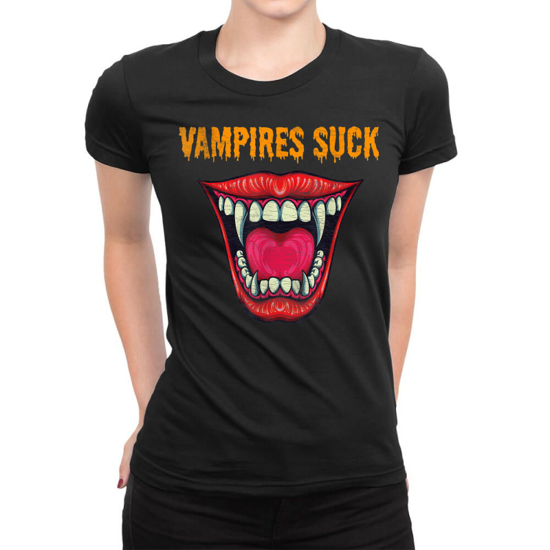 Vampires Suck Vampire Mouth Halloween Ladies Fitted T-Shirt by Fashonus | Artistshot