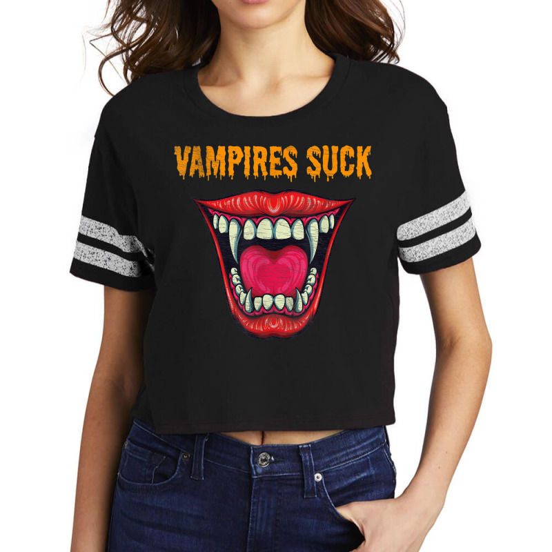 Vampires Suck Vampire Mouth Halloween Scorecard Crop Tee by Fashonus | Artistshot