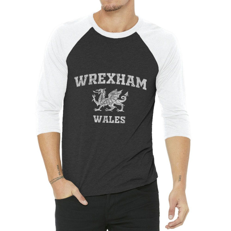 Wrexham Wales Retro Vintage Pullover Hoodie 3/4 Sleeve Shirt | Artistshot