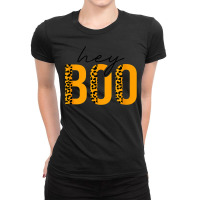 Hey Boo Funny Halloween Ghost Leopard Print Toddler Boy Girl Ladies Fitted T-shirt | Artistshot