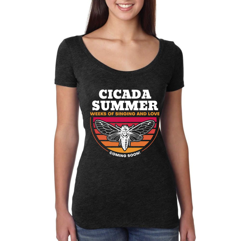 Cicada Summer Retro Vintage Art Meme Design Print Women's Triblend Scoop T-shirt by kentuckykonpha9 | Artistshot