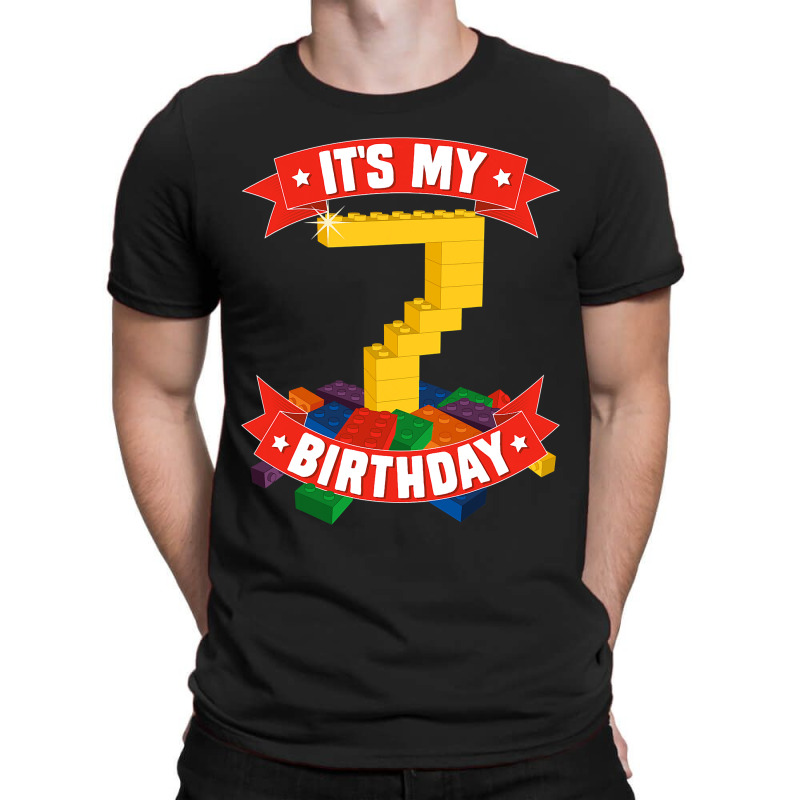 It's My Birthday 7 Years Old Block Building Boys T-shirt | Artistshot