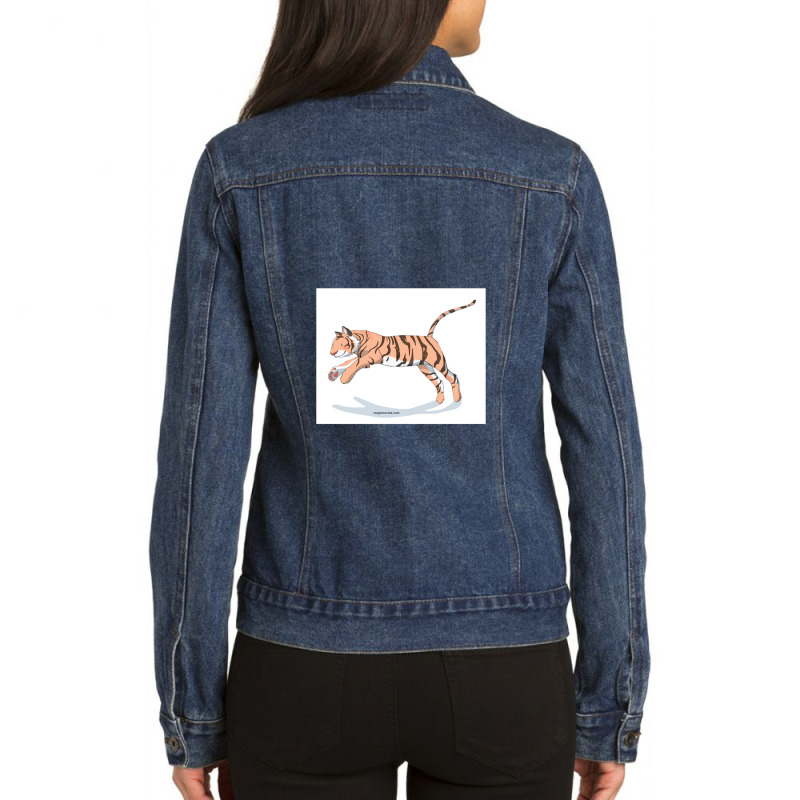 Magic Novels Jumping Tiger Ladies Denim Jacket by LawrenceRisner | Artistshot