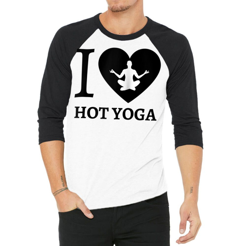 Teal I Love Hot Yoga Heart Sukhasana Raglan Baseball Tee 3/4 Sleeve Shirt by cm-arts | Artistshot