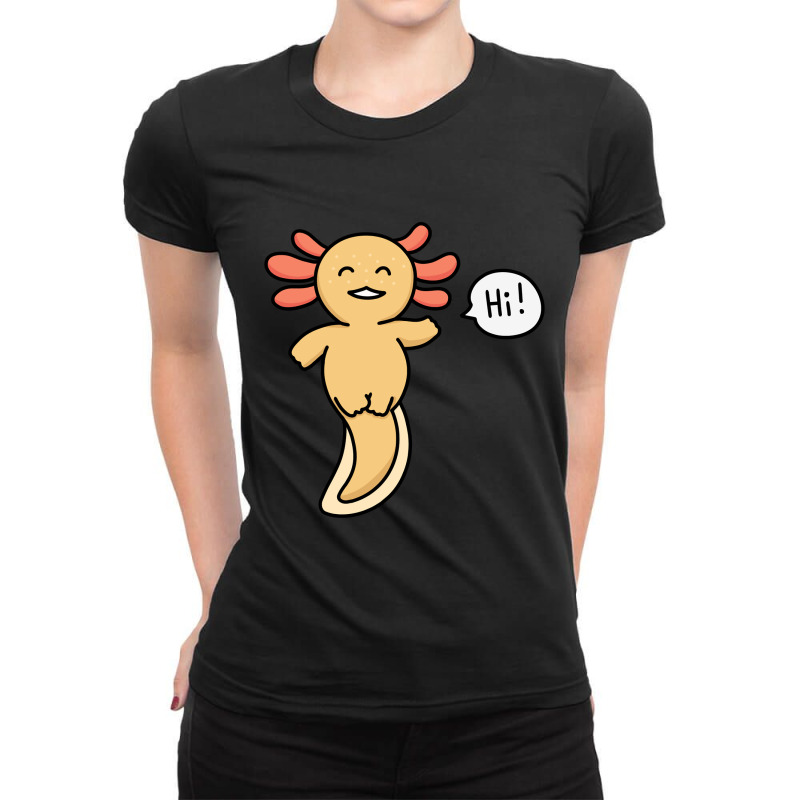 Golden Albino Axolotl (yellow Axolotl) Saying Ladies Fitted T-Shirt by Min03 | Artistshot