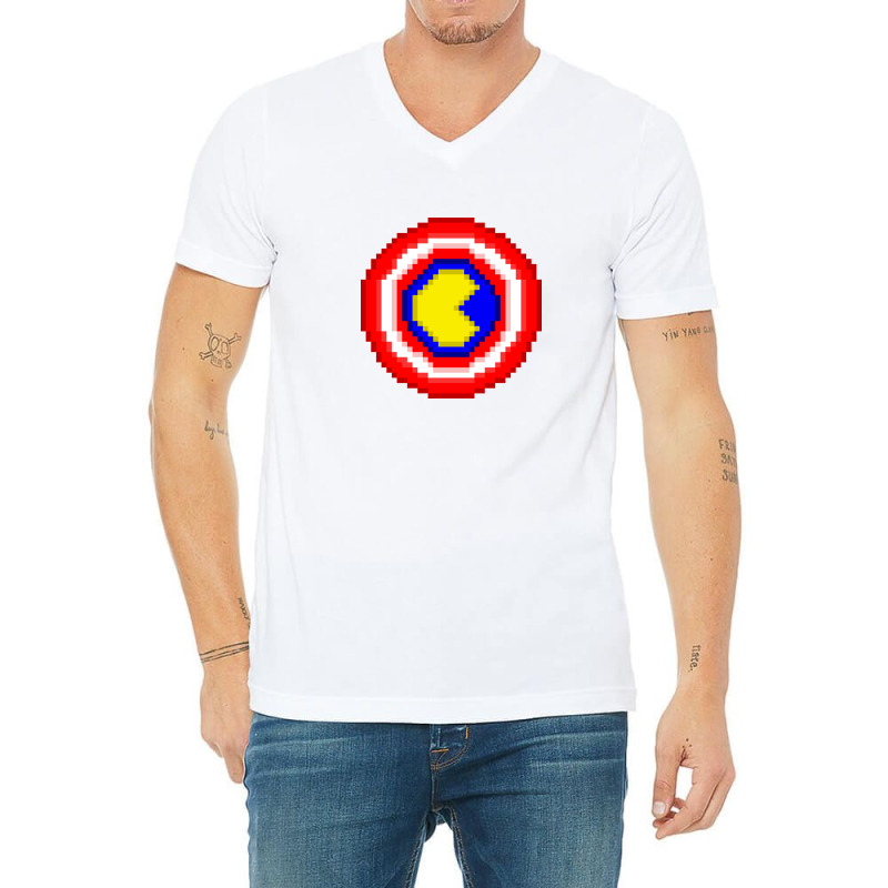 American Pacman Shield V-Neck Tee by antorbesar | Artistshot