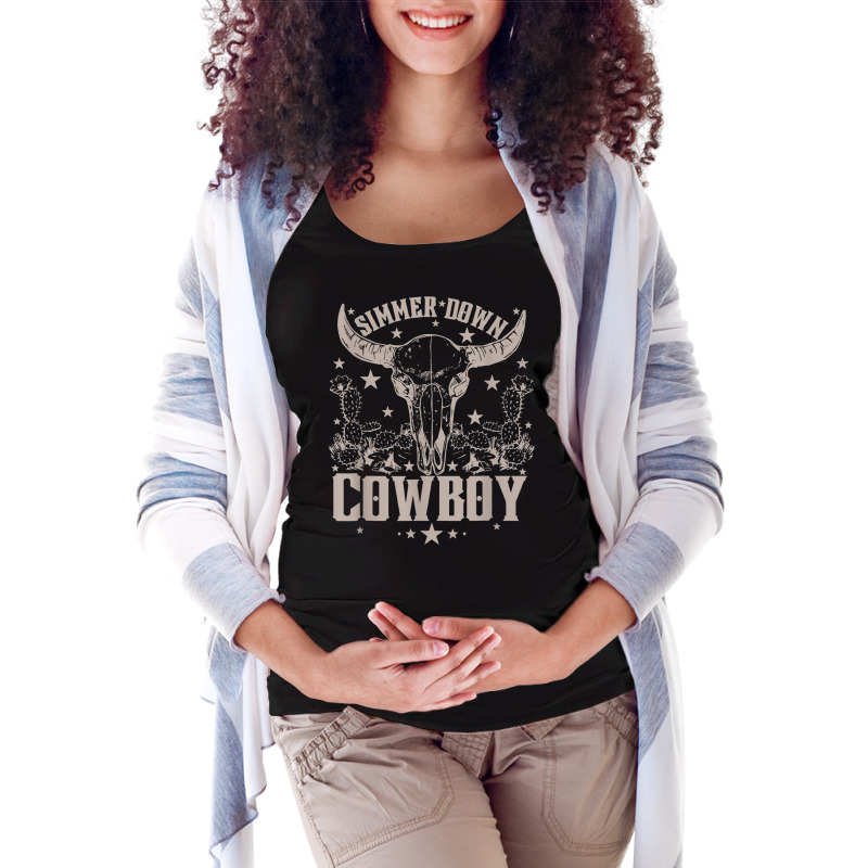 Simmer Down Cowboy Cowgirl Maternity Scoop Neck T-shirt | Artistshot