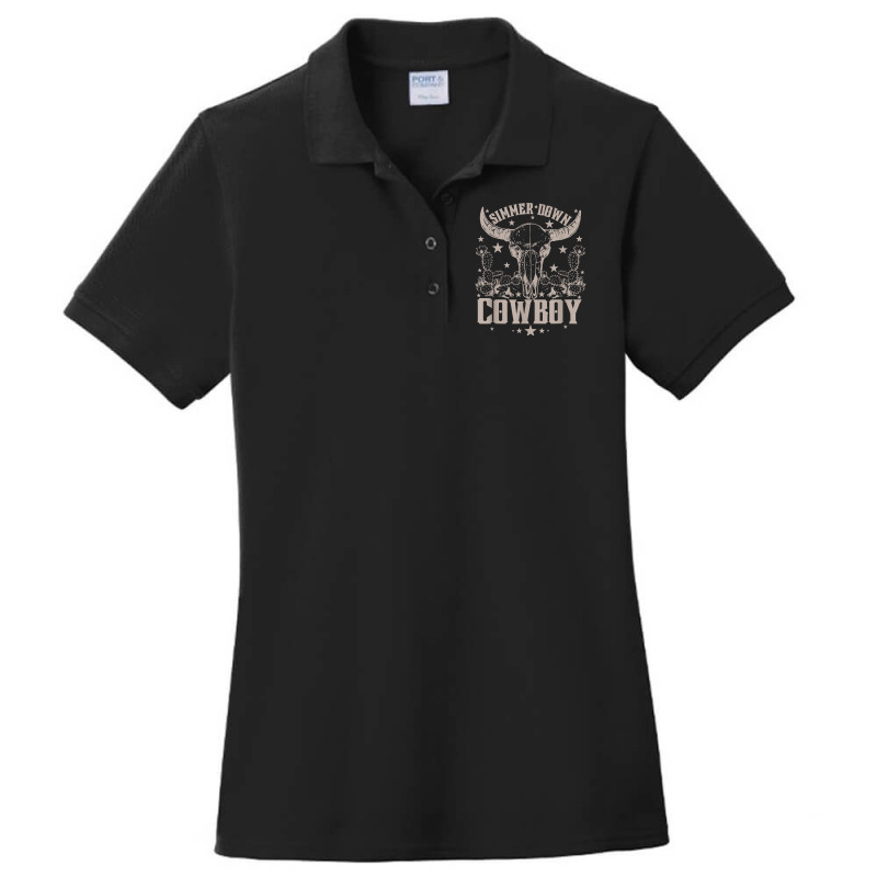 Simmer Down Cowboy Cowgirl Ladies Polo Shirt | Artistshot