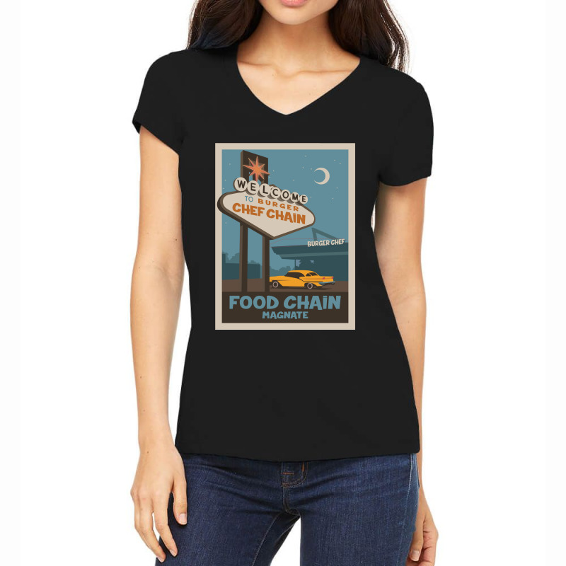 Food Chain Magnate Board Game Minimalist Travel Poster Style Gaming Ar Women's V-Neck T-Shirt by cm-arts | Artistshot