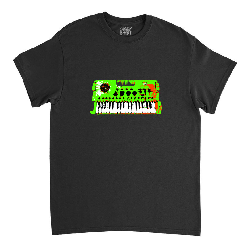 Retro Green Keyboard Synthesiser - Glitchy Mix Classic T-shirt | Artistshot