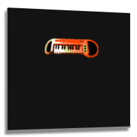 Retro Red Keyboard Synthesiser - Glitchy Mix Metal Print Square | Artistshot