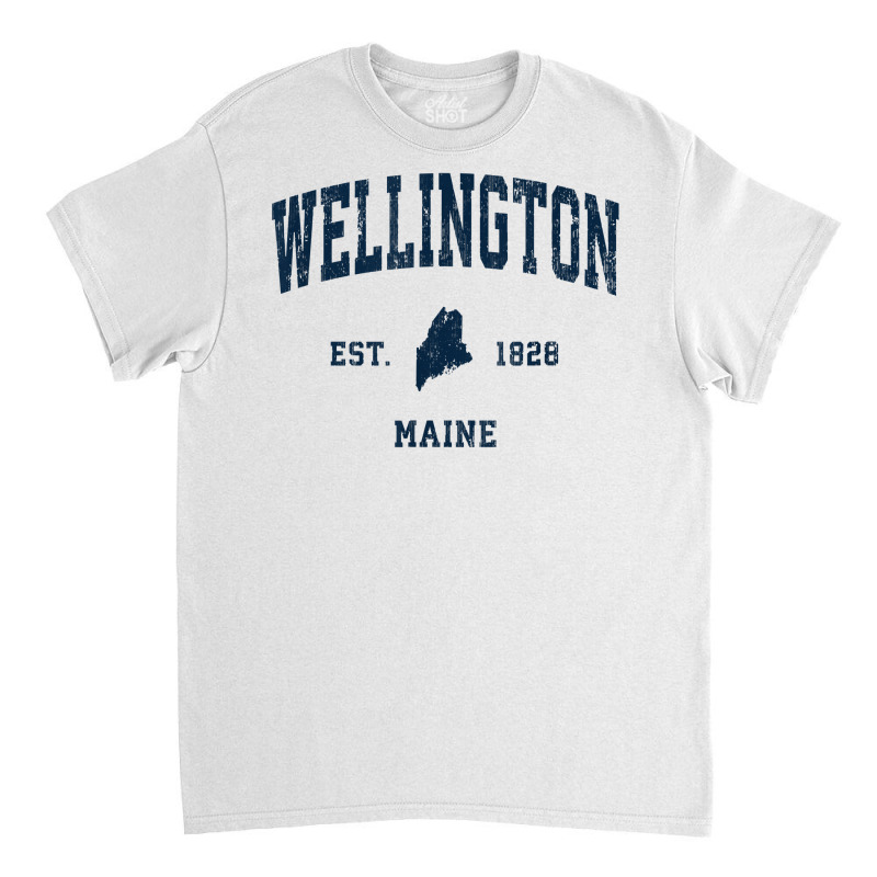 Wellington Maine Me Vintage Athletic Navy Sports Design T Shirt Classic T-shirt | Artistshot