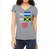 Honduran Plus Jamaican Heritage Mix Flag Premium T Shirt Women's V-neck T-shirt | Artistshot