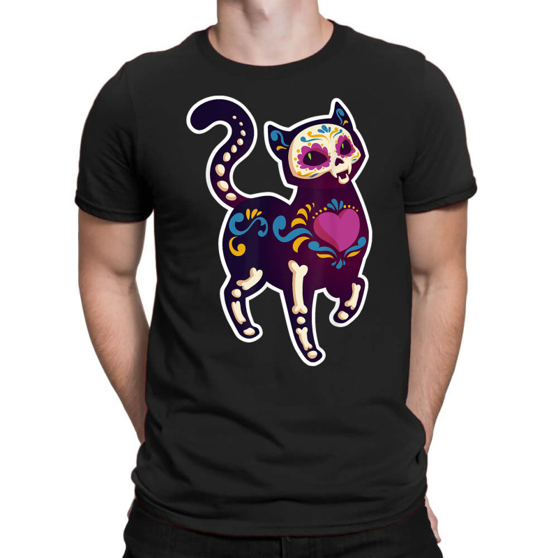 Cute Day Of The Dead Mexico Calavera Sugar Skull Cat Moon T-Shirt by Aaronnderouin | Artistshot