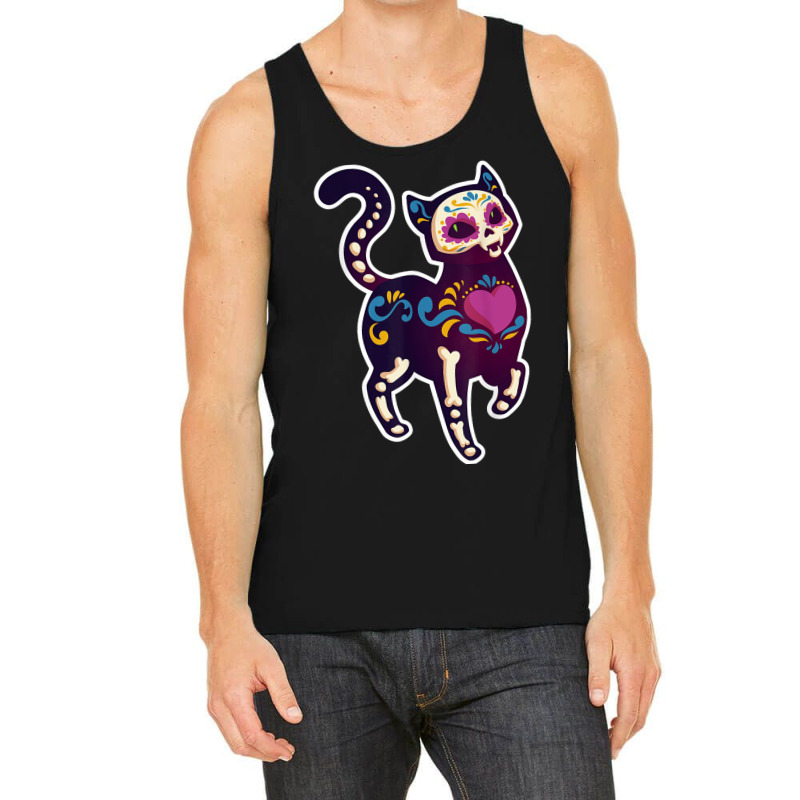 Cute Day Of The Dead Mexico Calavera Sugar Skull Cat Moon Tank Top by Aaronnderouin | Artistshot