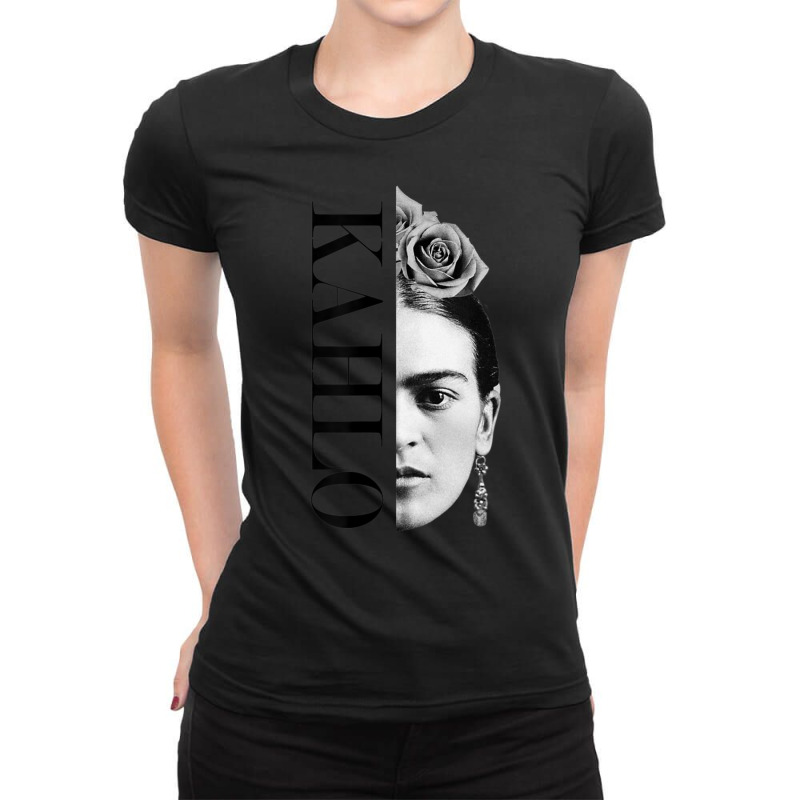 Frida Kahlo Split Portrait Ladies Fitted T-Shirt by cm-arts | Artistshot