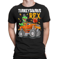 Thanksgiving Autumn Kid Boy Men Turkey Dinosaur Riding Truck T-shirt | Artistshot