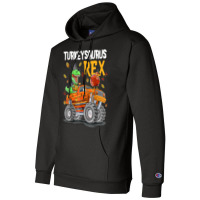 Thanksgiving Autumn Kid Boy Men Turkey Dinosaur Riding Truck Champion Hoodie | Artistshot