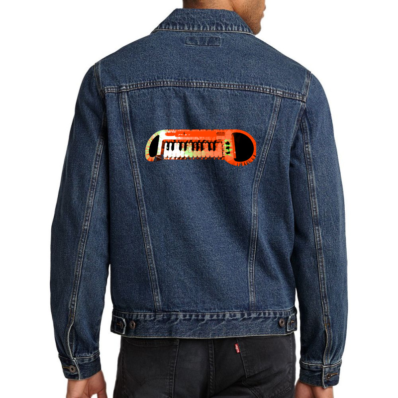 Retro Red Keyboard Synthesiser - Glitchy Mix Men Denim Jacket | Artistshot