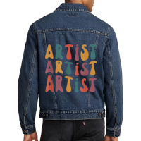 Artist Groovy Retro Colorful Design Graphic Artist Artistic Men Denim Jacket | Artistshot