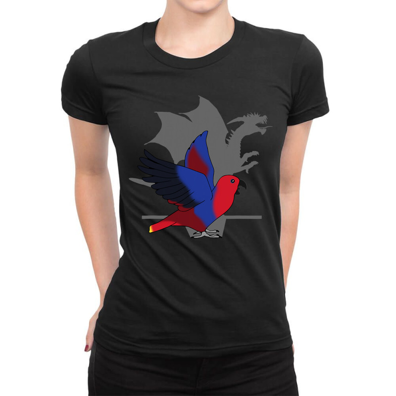 Female Eclectus Dragon Shadow, Funny Screaming Dragon Birb Ladies Fitted T-Shirt by cm-arts | Artistshot