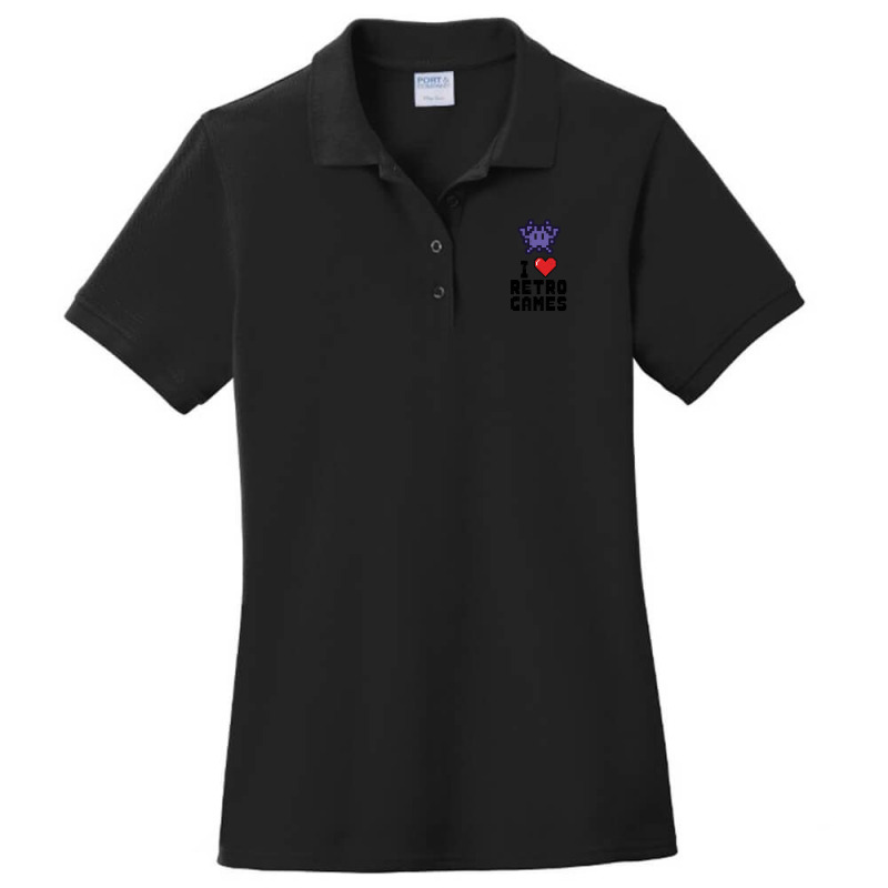 I Love Retro Games Arcade Gamer Ladies Polo Shirt by SteveHunter | Artistshot