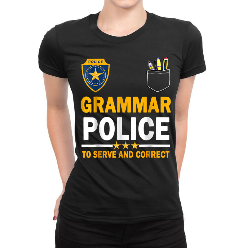 Funny English Teacher Grammar Police T Shirt Ladies Fitted T-Shirt by cm-arts | Artistshot