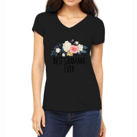 Floral Flowers Best Gramma Ever Saying Sarcasm Women's V-neck T-shirt | Artistshot