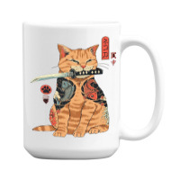 Japanese Samurai Ninja Cat Kawaii Tattoo Graphic 15 Oz Coffee Mug | Artistshot