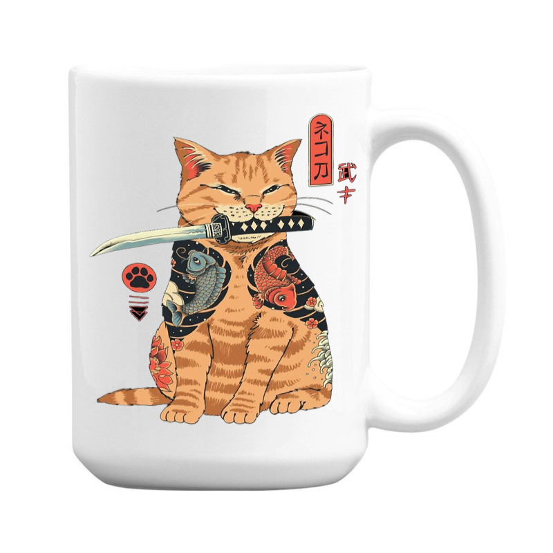 Japanese Samurai Ninja Cat Kawaii Tattoo Graphic 15 Oz Coffee Mug | Artistshot