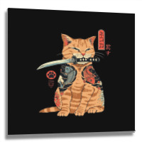 Japanese Samurai Ninja Cat Kawaii Tattoo Graphic Metal Print Square | Artistshot