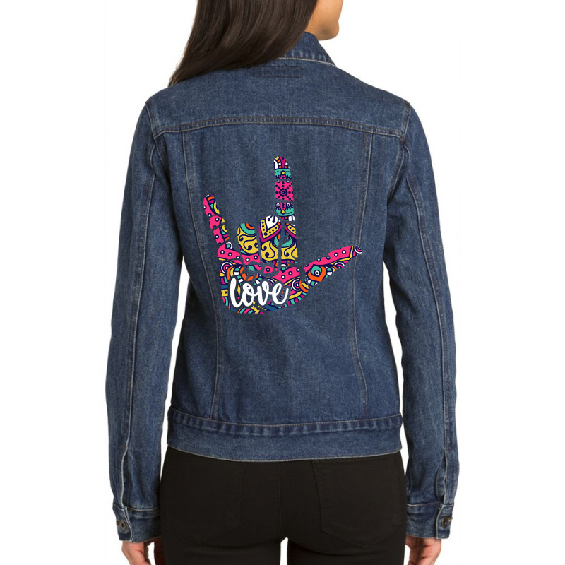 Asl Sign Language I Love You. American Sign Language Gift Ladies Denim Jacket by cm-arts | Artistshot