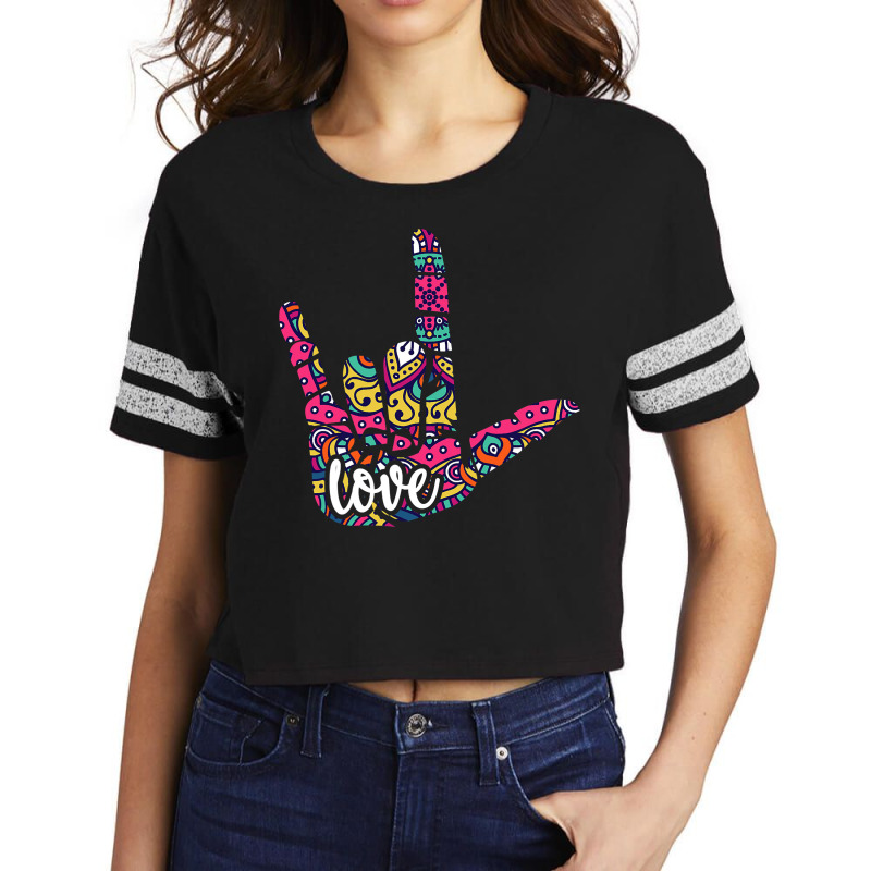 Asl Sign Language I Love You. American Sign Language Gift Scorecard Crop Tee by cm-arts | Artistshot