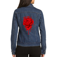 Melting Red Rose Petal Splat Cool Flower Plant Gardener Gift Ladies Denim Jacket | Artistshot