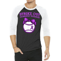 Strike Out Domestic Violence Awareness Baseball Tie Bow T Shirt 3/4 Sleeve Shirt | Artistshot