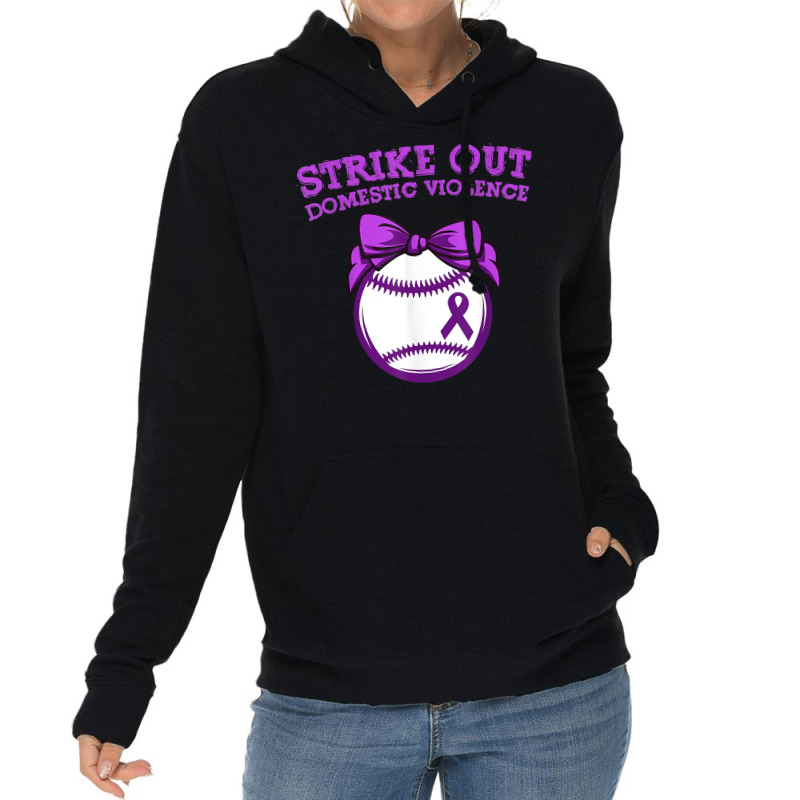 Strike Out Domestic Violence Awareness Baseball Tie Bow T Shirt Lightweight Hoodie by cm-arts | Artistshot