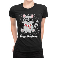 Cute Cartoon Raccoon (2) Ladies Fitted T-shirt | Artistshot