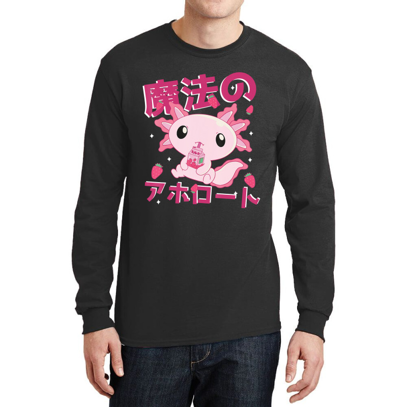 Japanese Strawberry Milk Shake Anime Pink Kawaii Aesthetic Axolotl Mat Long Sleeve Shirts by Min03 | Artistshot