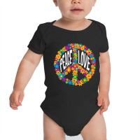 Floral Hippie Peace Sign Peace Baby Bodysuit | Artistshot