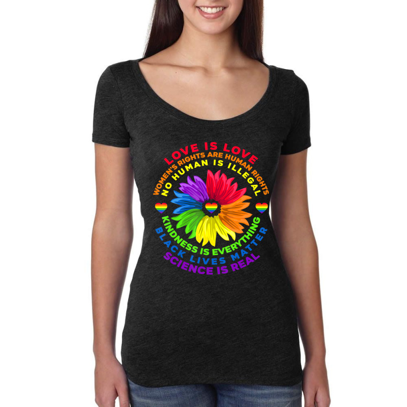 Flower Rainbow Human Black Lives Rights Science Lgbt Pride Women's Triblend Scoop T-shirt by cm-arts | Artistshot