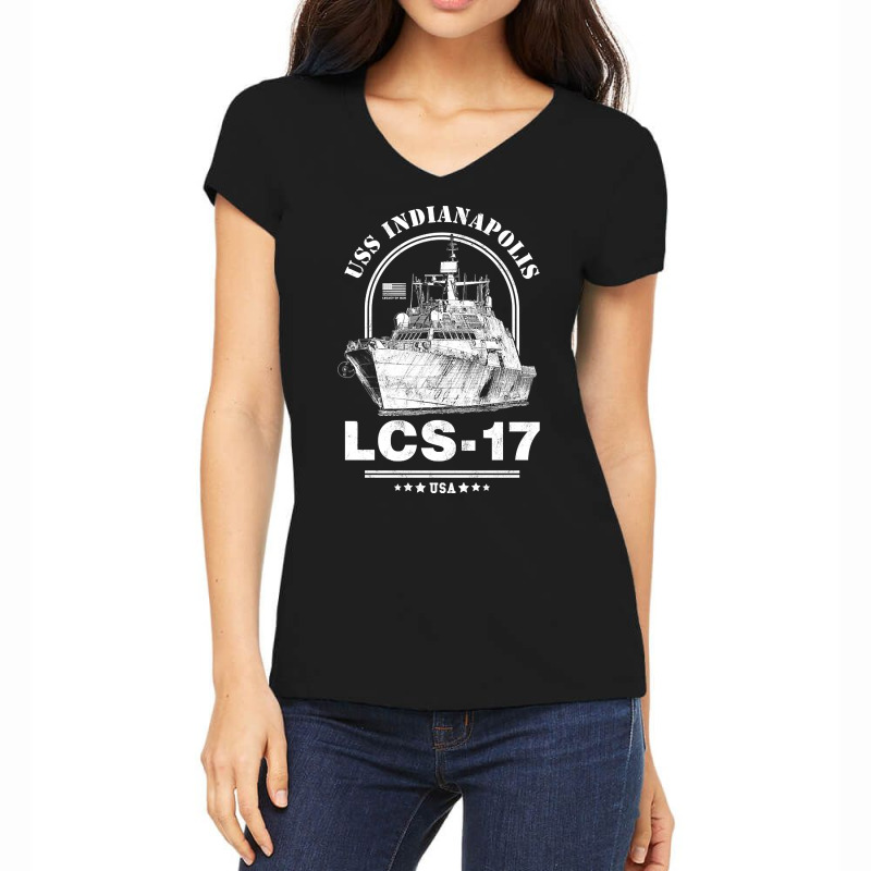 Uss Indianapolis Lcs-17 Women's V-Neck T-Shirt by degreesgunner | Artistshot