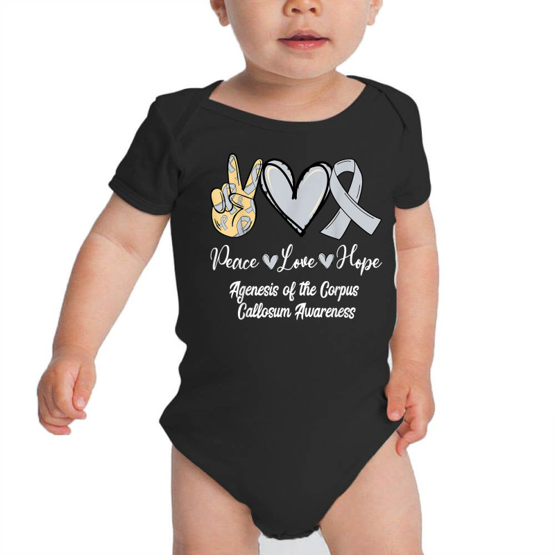 Agenesis Of The Corpus Callosum Acc Love Hope Silver Ribbon T Shirt Baby Bodysuit by cm-arts | Artistshot