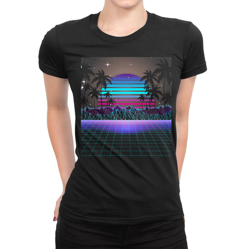 Synthwave T  Shirt Fascinating Dusk Retrowave T  Shirt Ladies Fitted T-Shirt by gaetanonolan | Artistshot