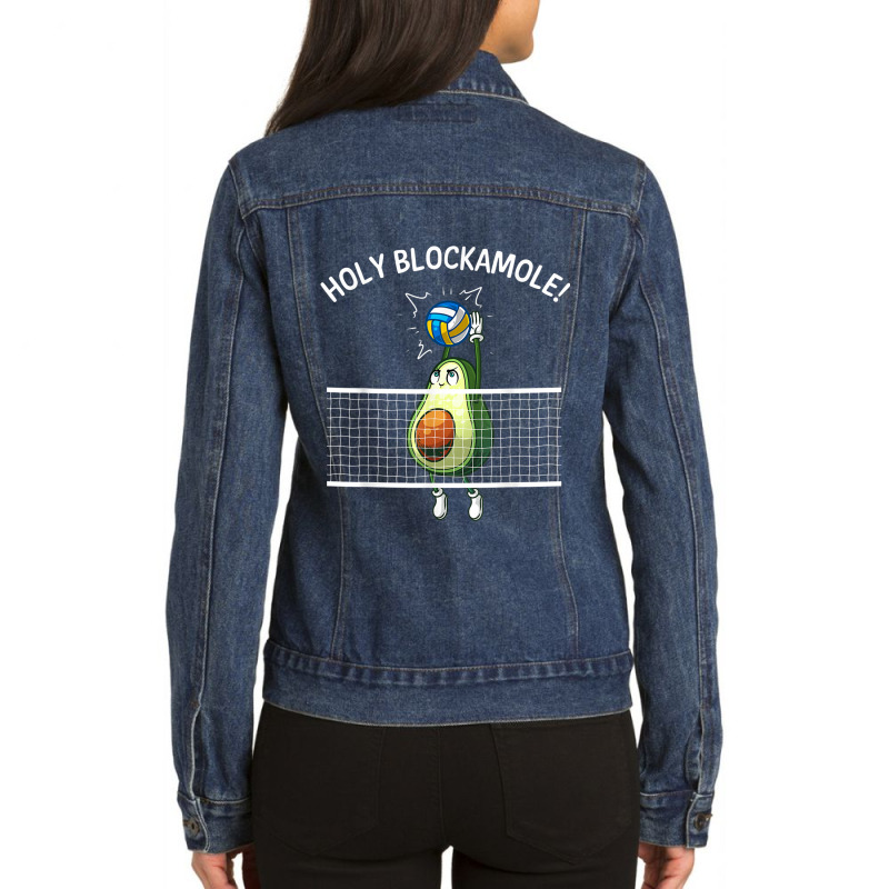 Funny Volleyball For Men Women Holy Guacamole Player Blocker Ladies Denim Jacket by CaseVillarreal | Artistshot