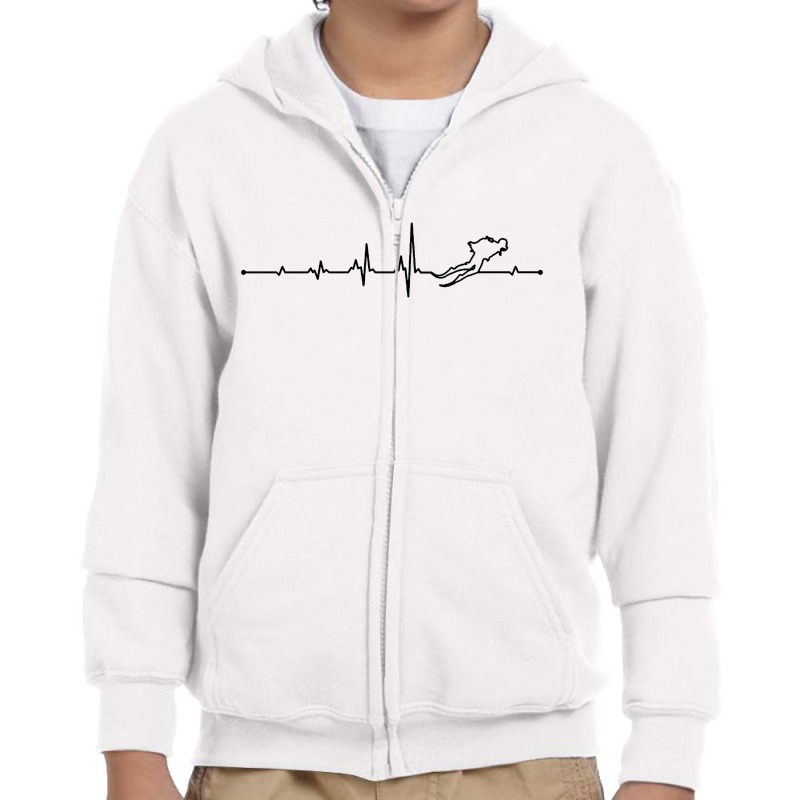 Heartbeat For Scuba Diving Youth Zipper Hoodie by Avanza Tees | Artistshot